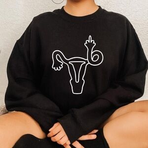 Middle Finger Uterus Graphic Sweatshirt